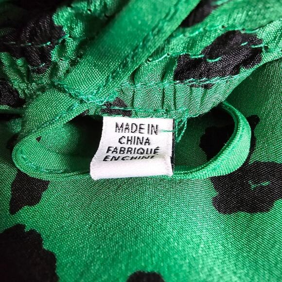 Tonya Taylor Nomi Wrap Ruffle Silk Dress Green Leopard Print Size 8 - Picture 14 of 14